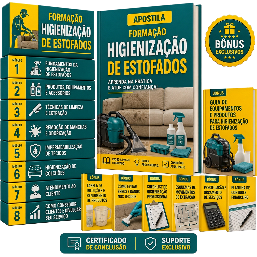 Kit do Curso Formação Higienização de Estofados